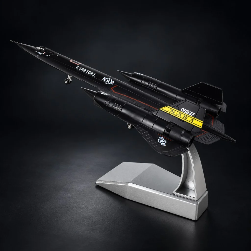 SR-71 Blackbird 1:144 display model on stand