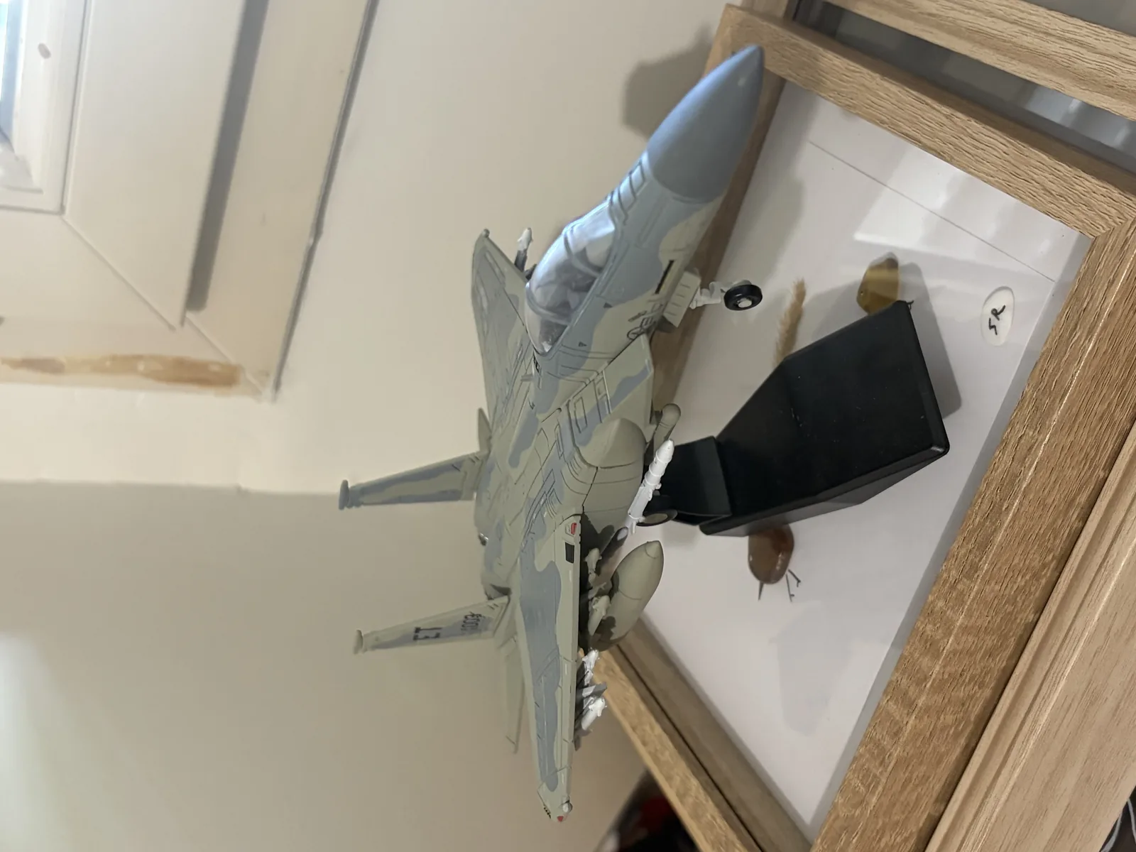 Customer photo — F-15 Eagle 1:72 scale model on display stand with landing gear and weapons