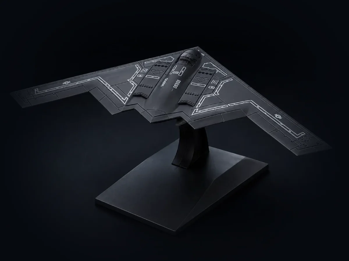 B-2 Spirit snap-fit model kit on its stand