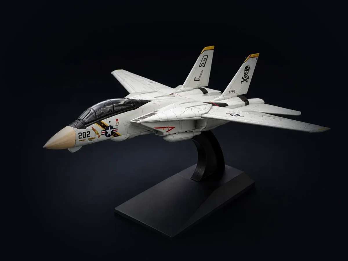 F-14 Tomcat snap-fit model kit on its stand