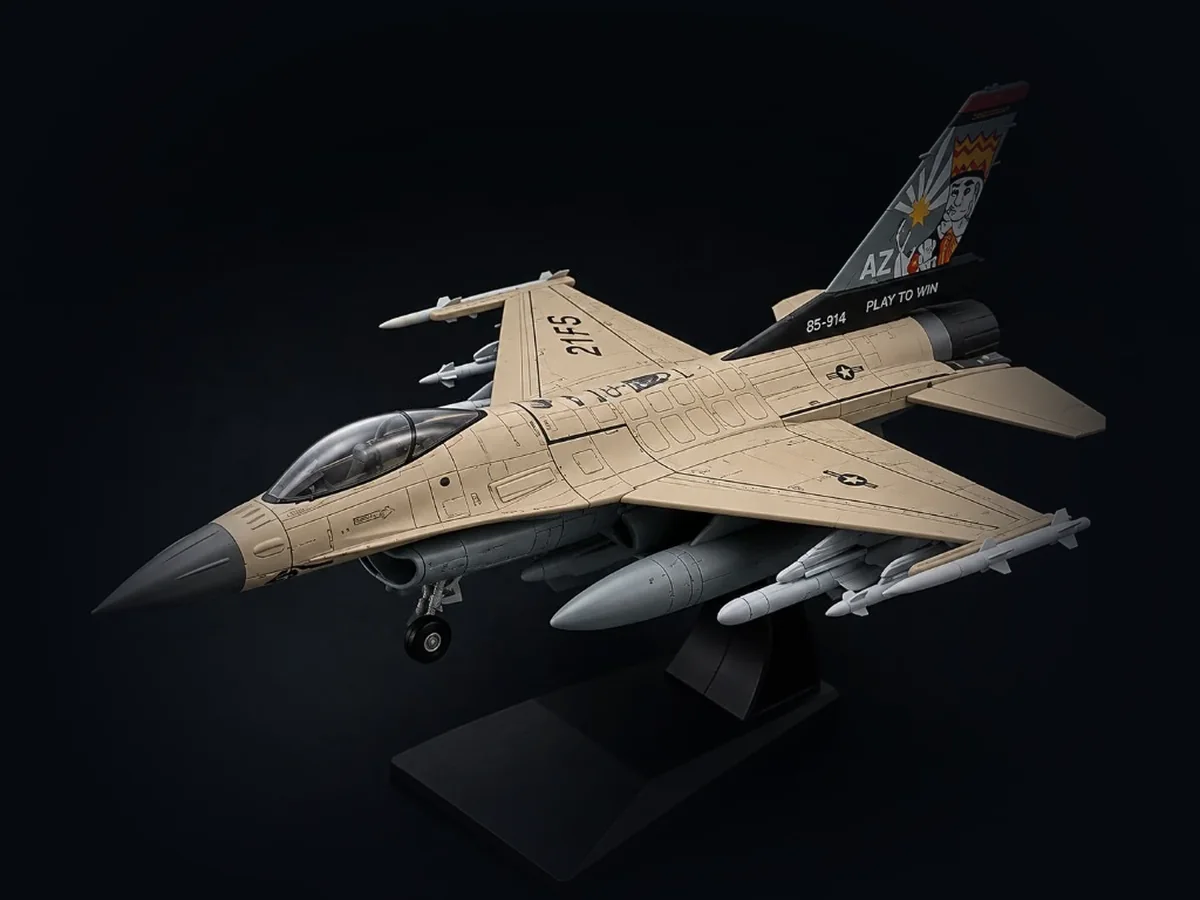 F-16 Viper snap-fit model kit on its stand