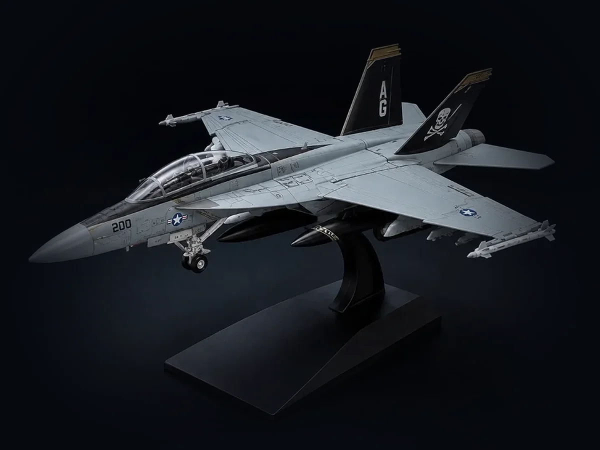 F/A-18 Super Hornet snap-fit model kit on its stand